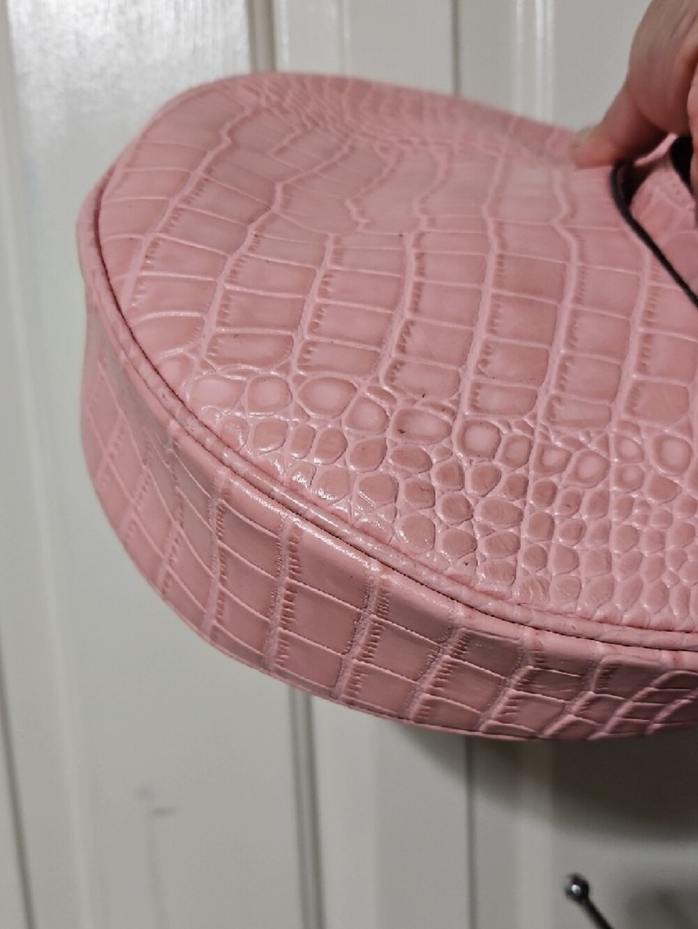 Patricia Nash Pink Croc-Embossed Crescent Crossbody Bag - Picture 6 of 11